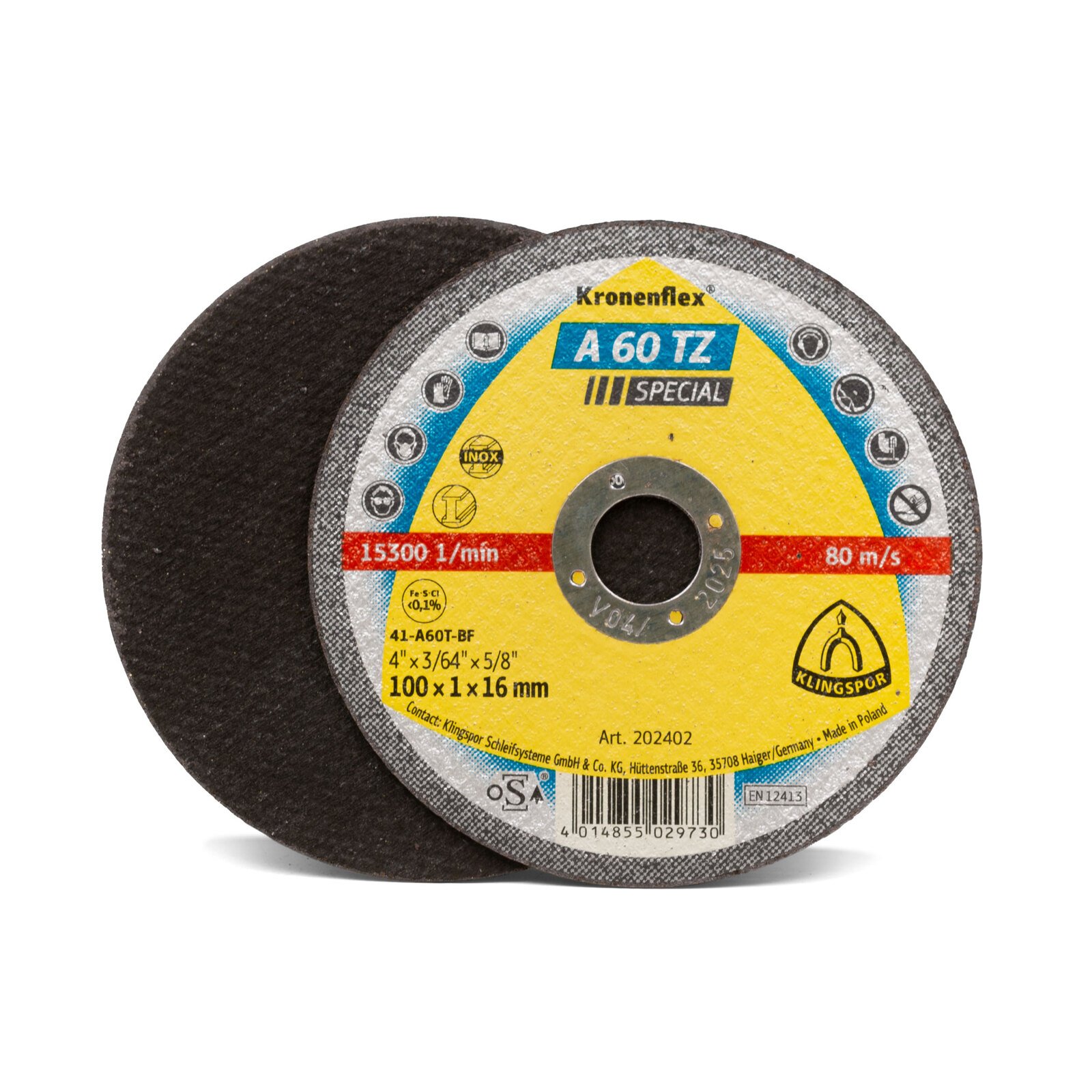 Klingspor 100mm 4" x 1.0mm Cutting Disc - Box of 25 - Inox A 60 TZ