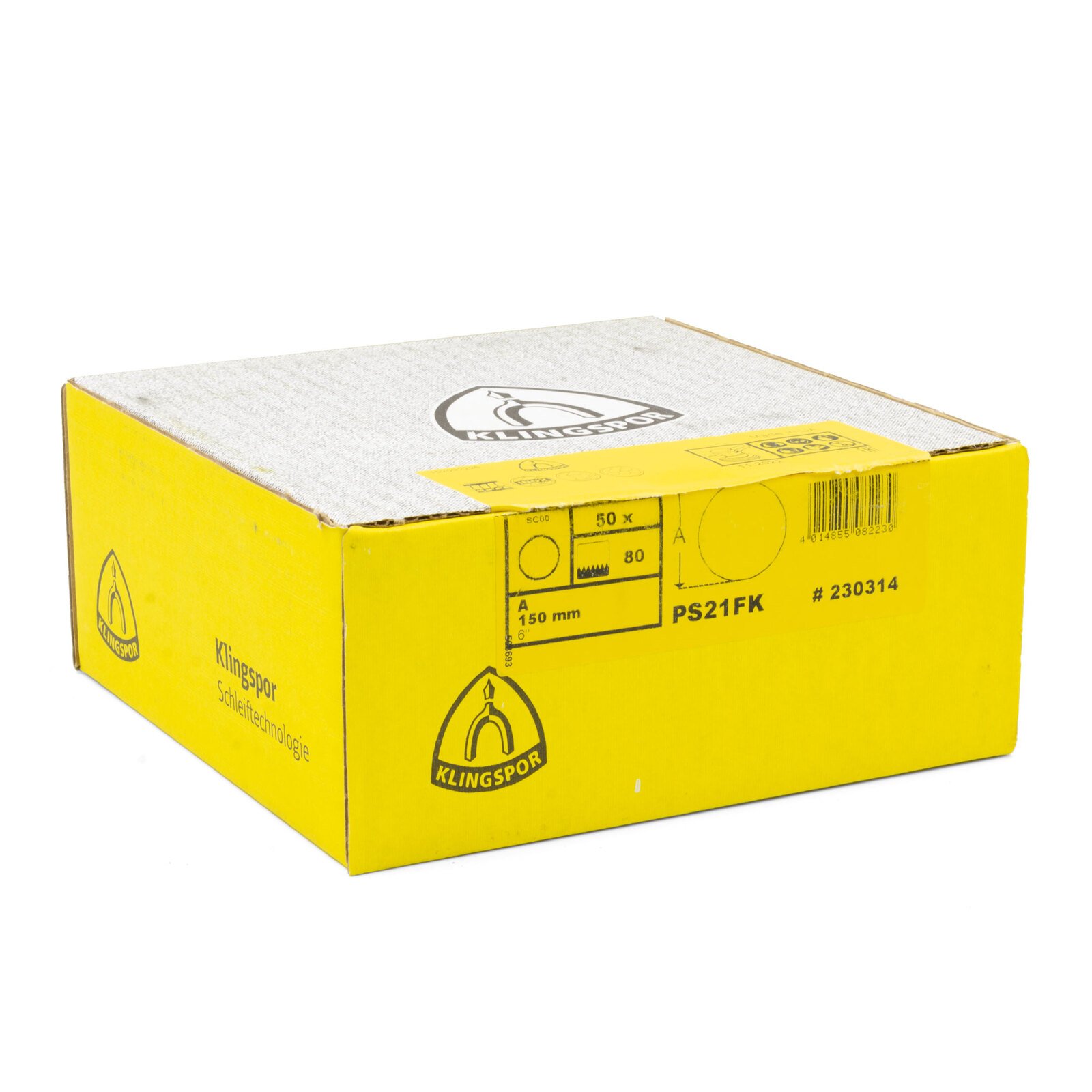 Klingspor 150mm Velcro Backing Sanding Disc Pad PS 21 FK  6" 80 Grit - No Dust Holes - 50 Each