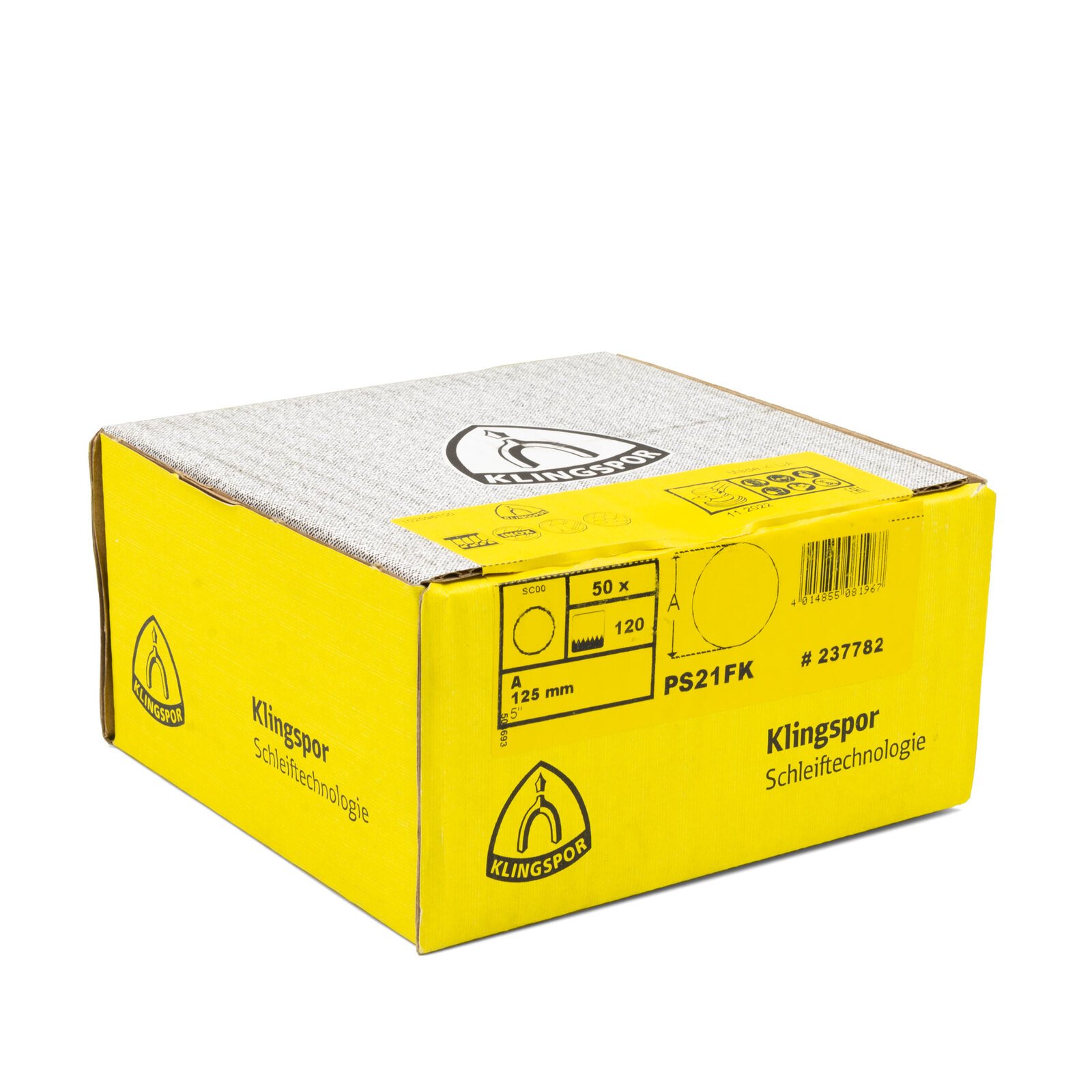 Klingspor 125mm Velcro Backing Sanding Disc Pad PS 21 FK 5" 320 Grit - No Dust Holes - 50 Each