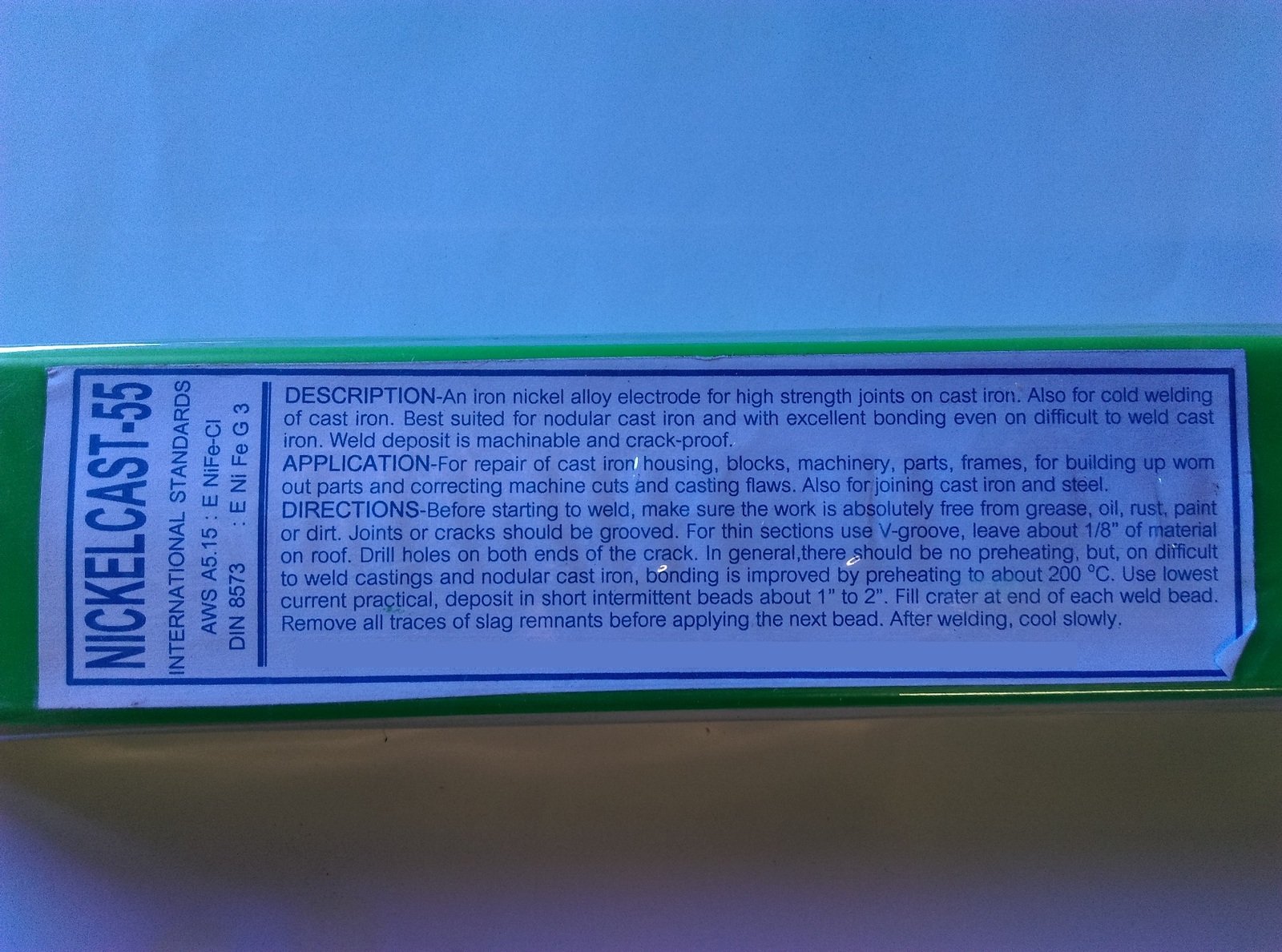 1kg 2.5mm ENi55 Cast Iron Nickel Stick Electrodes