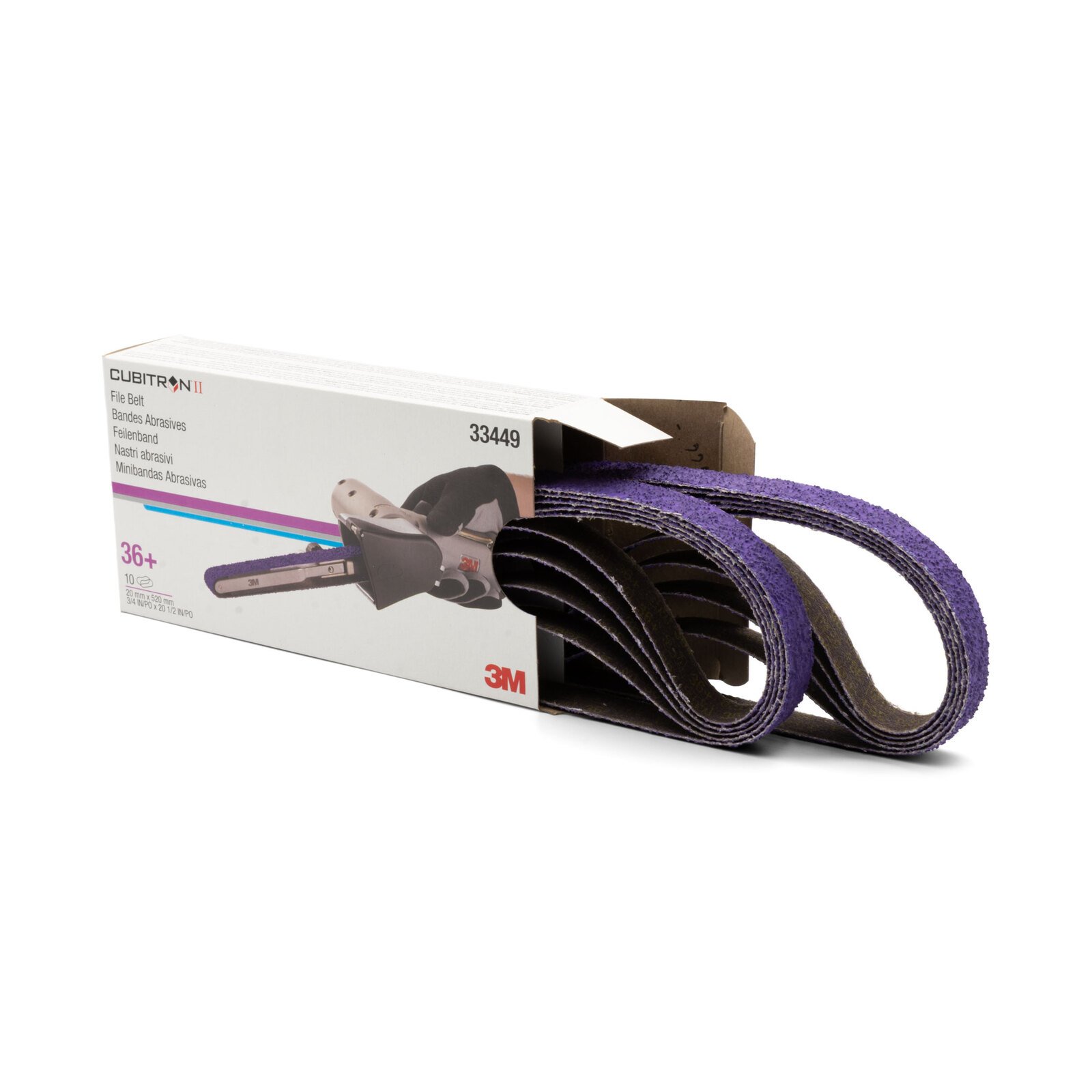 3M Cubitron 2 II 36 Grit File Belt 20mm x 520mm - 33449 786F - 50 Pack