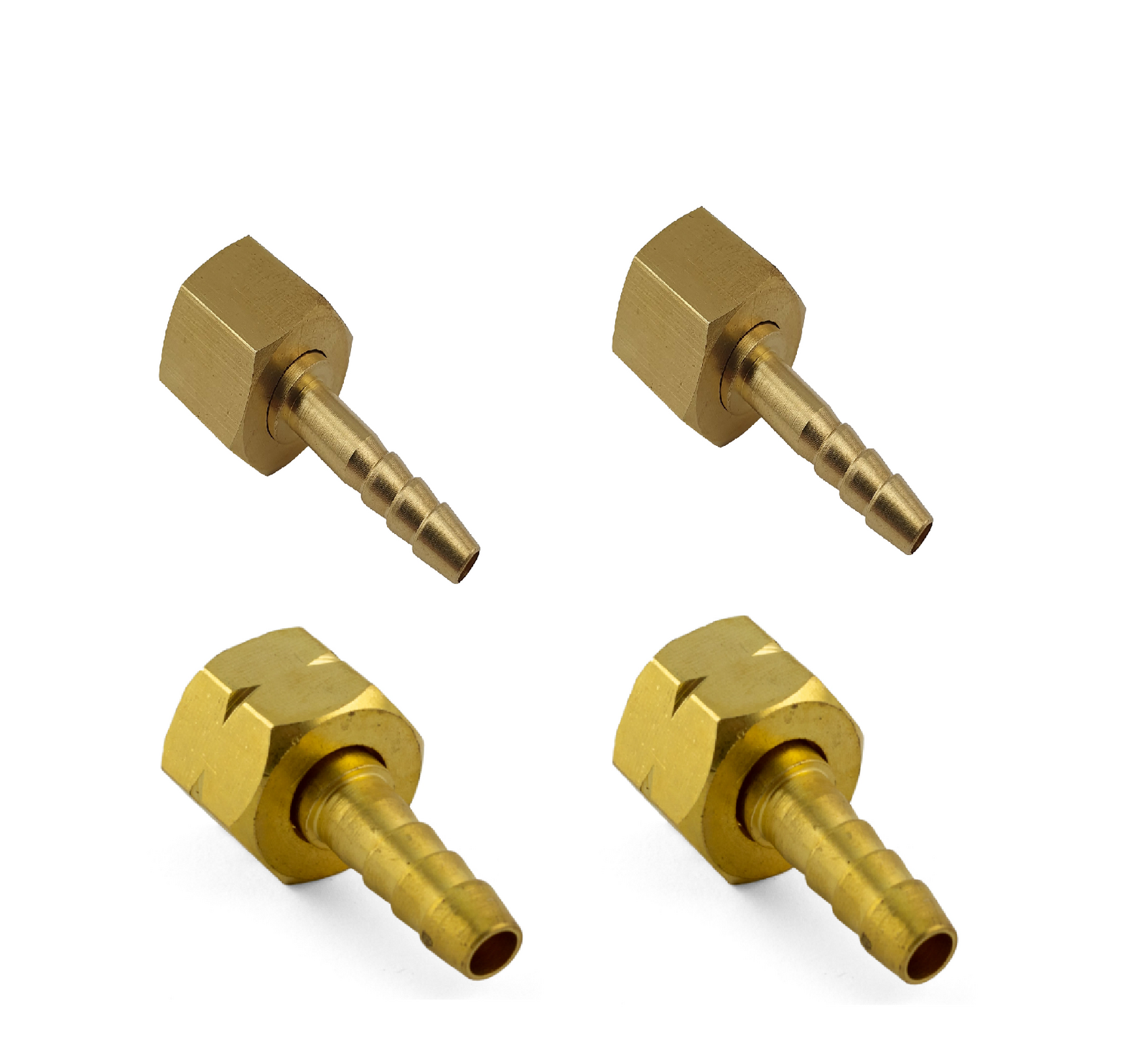 4 Pack OXY/Fuel Regulator Brass Barb fittings for 5mm Hose 5/8 UNF Regulator LH/RH  - Nut and Barb