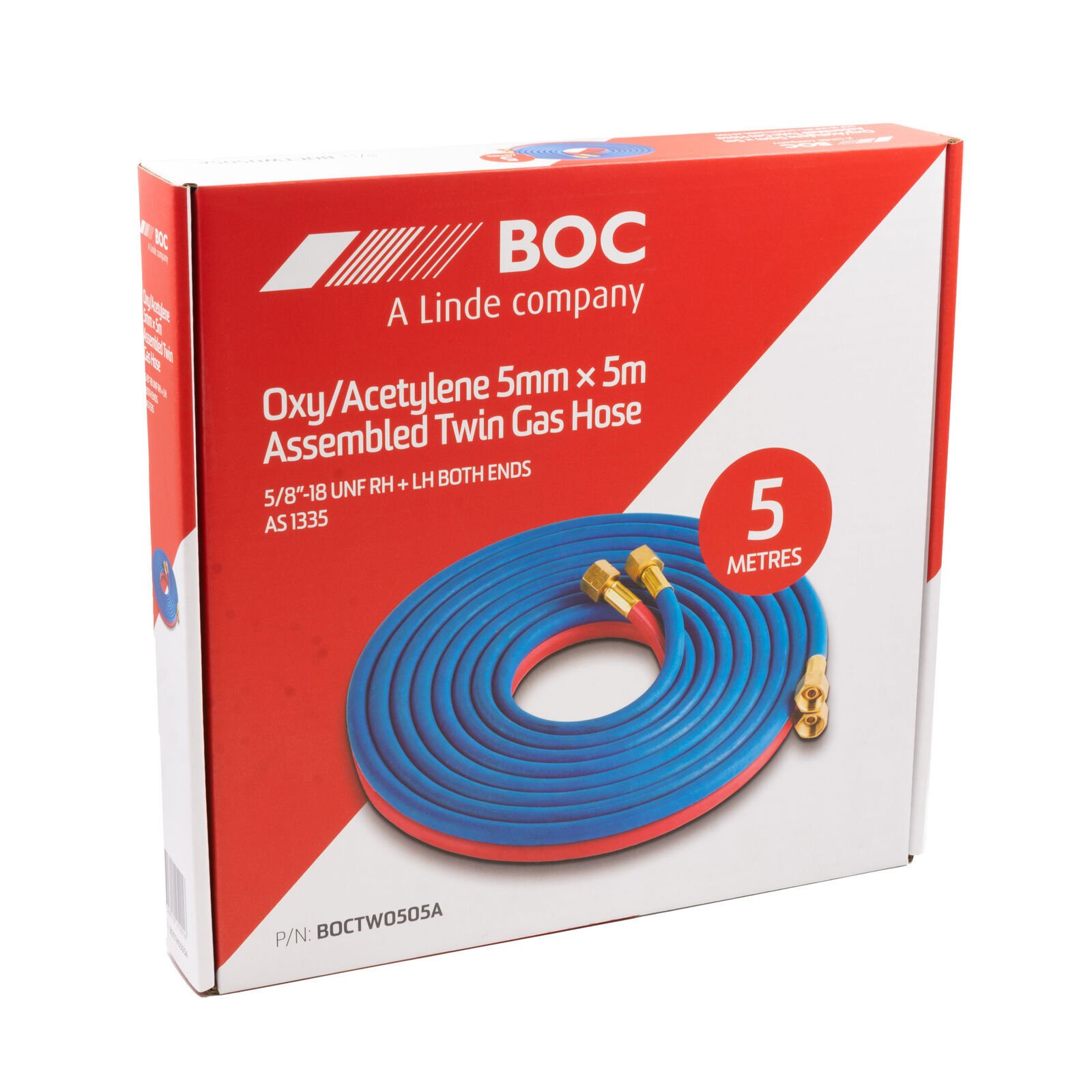 BOC 10 Metre Oxy Acetylene Twin Hose - 5/8 UNF Fittings