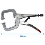 2 x Strong Hand Locking C-Clamp Pliers 280mm Long with Swivel Pad Ends - Image 3