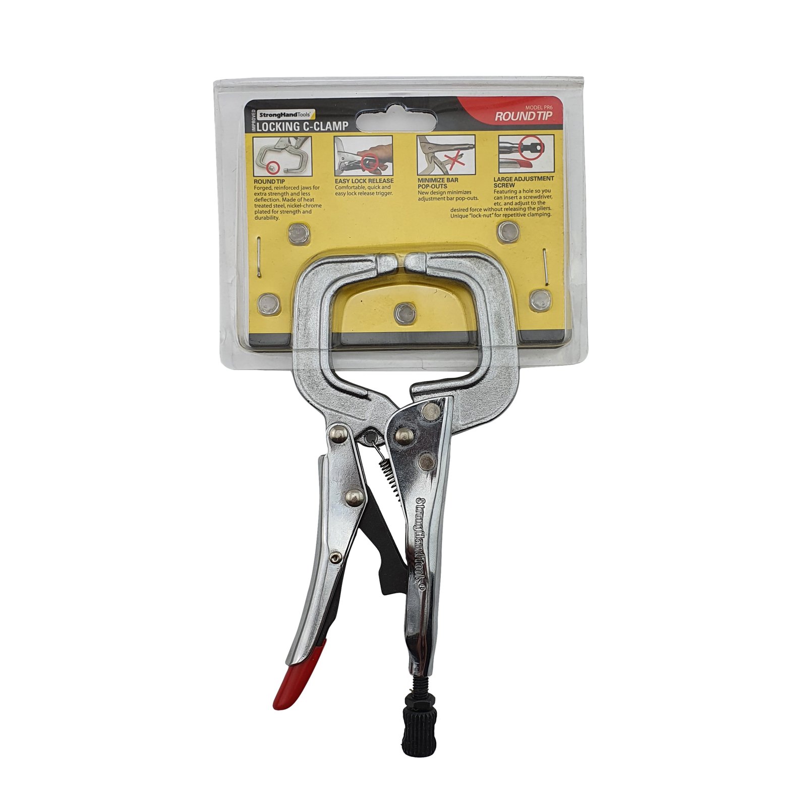 PR6_5 5 x Strong Hand Locking C-Clamp Pliers 165mm Long with Round Ends - Image 1