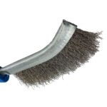 2 x Stainless Steel Wire Brush - Blue Plastic Handle Single Row S/S - Image 2