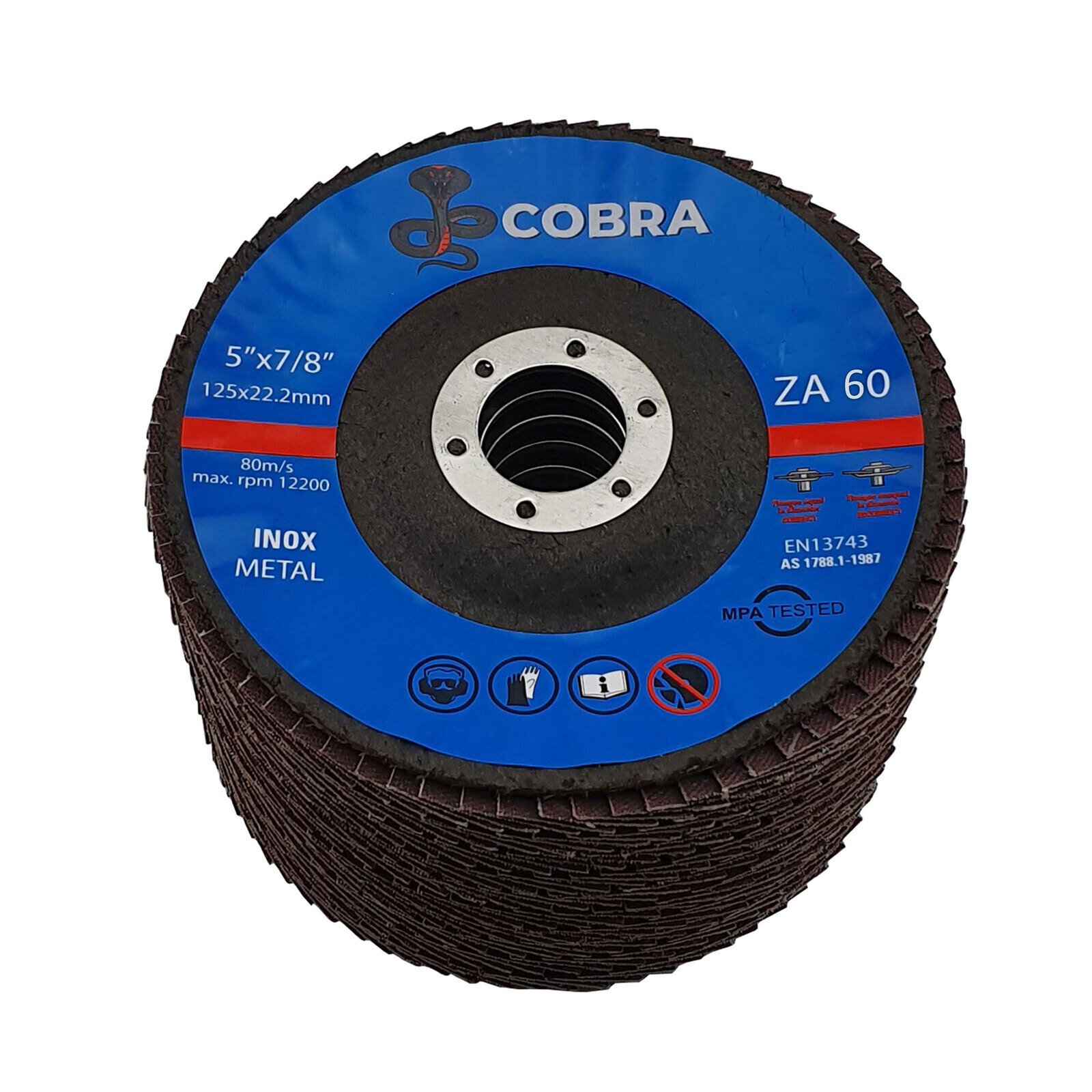 COBRA 5" 125mm 60 Grit Flap Disc 100 Pack