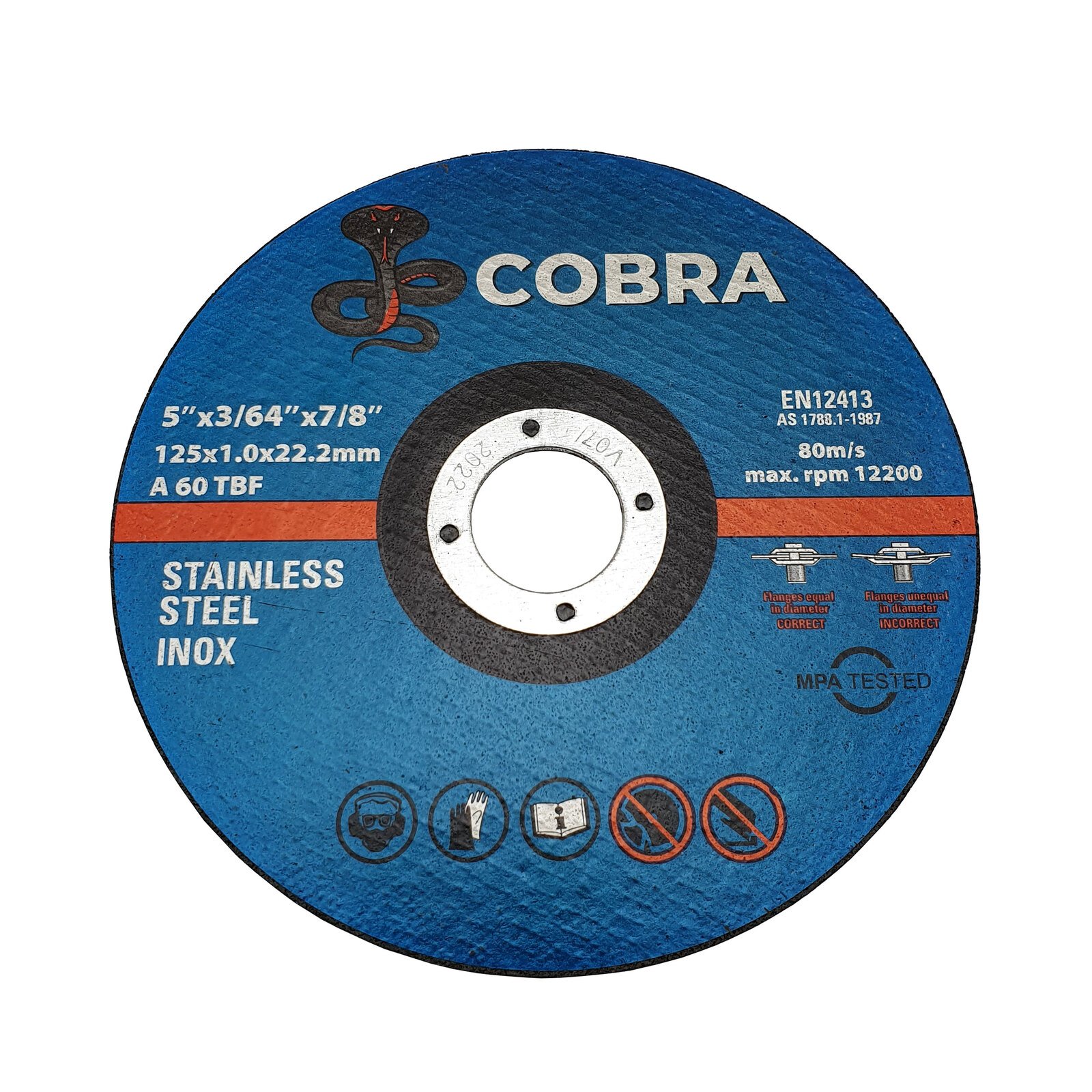 COBRA 5" x 1mm Cutting Disc - 100 Pack - INOX Steel Cut-Off Wheel 125mm