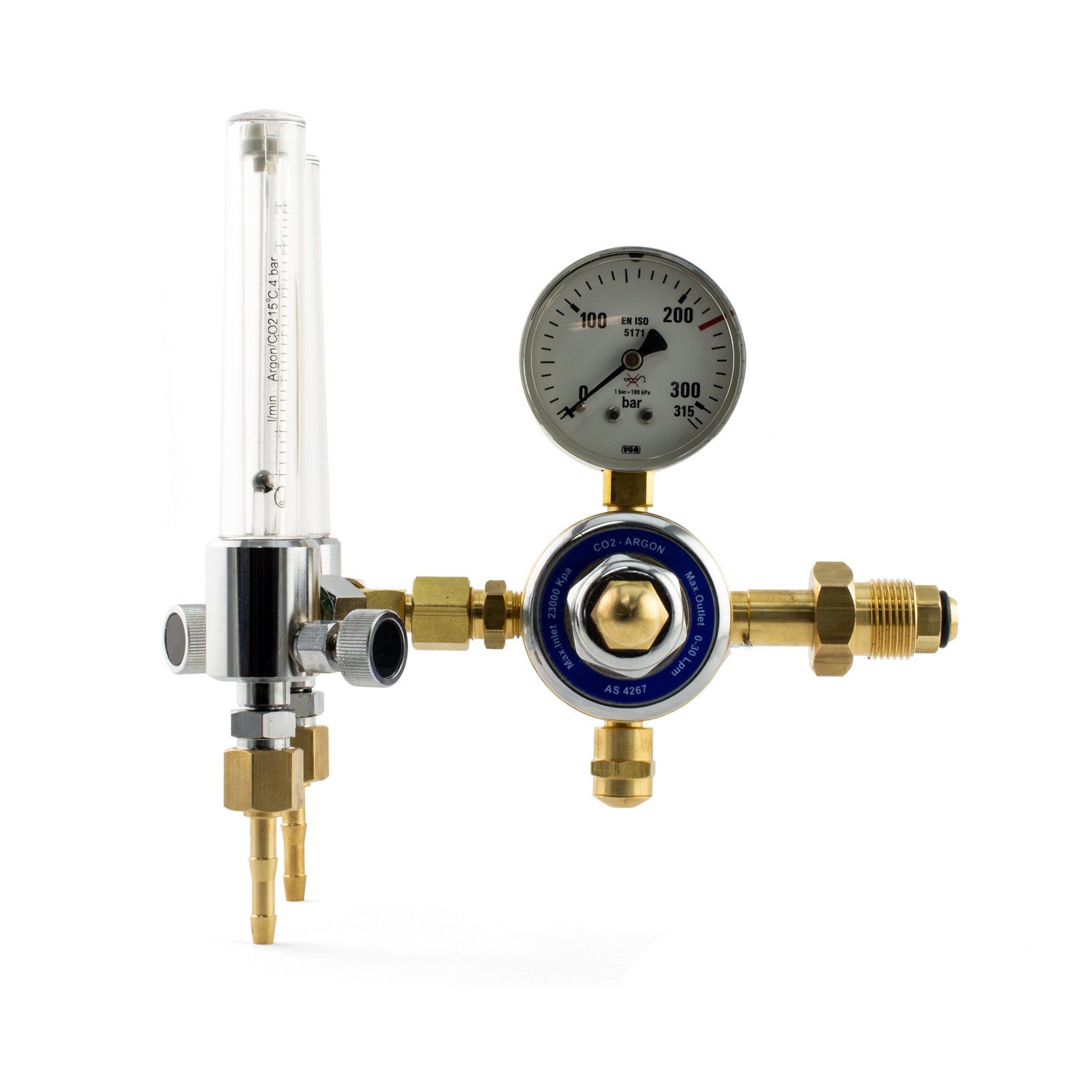 COBRA Argon Side Entry Purge Regulator - 2 x Flow Meters for Purging Gas Dual Flow