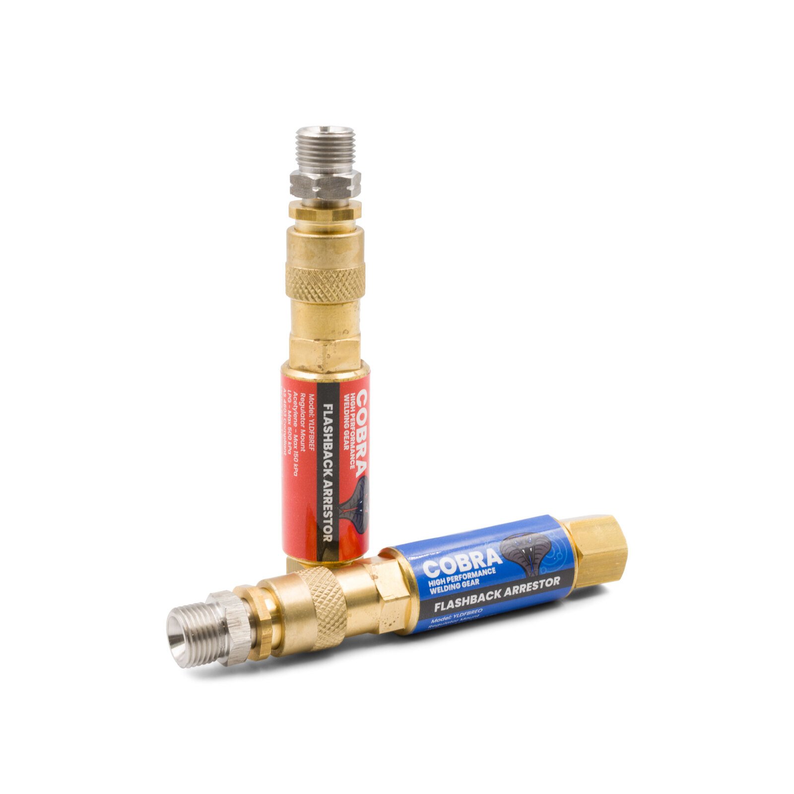 COBRA Oxygen & Fuel Gas Flashback Arrestor - Quick Connect Coupler - Regulator End Twin Pack