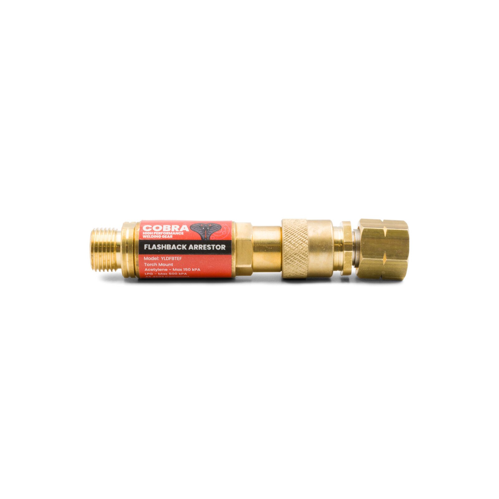 COBRA Fuel Gas Flashback Arrestor - Quick Connect Coupler - Torch End