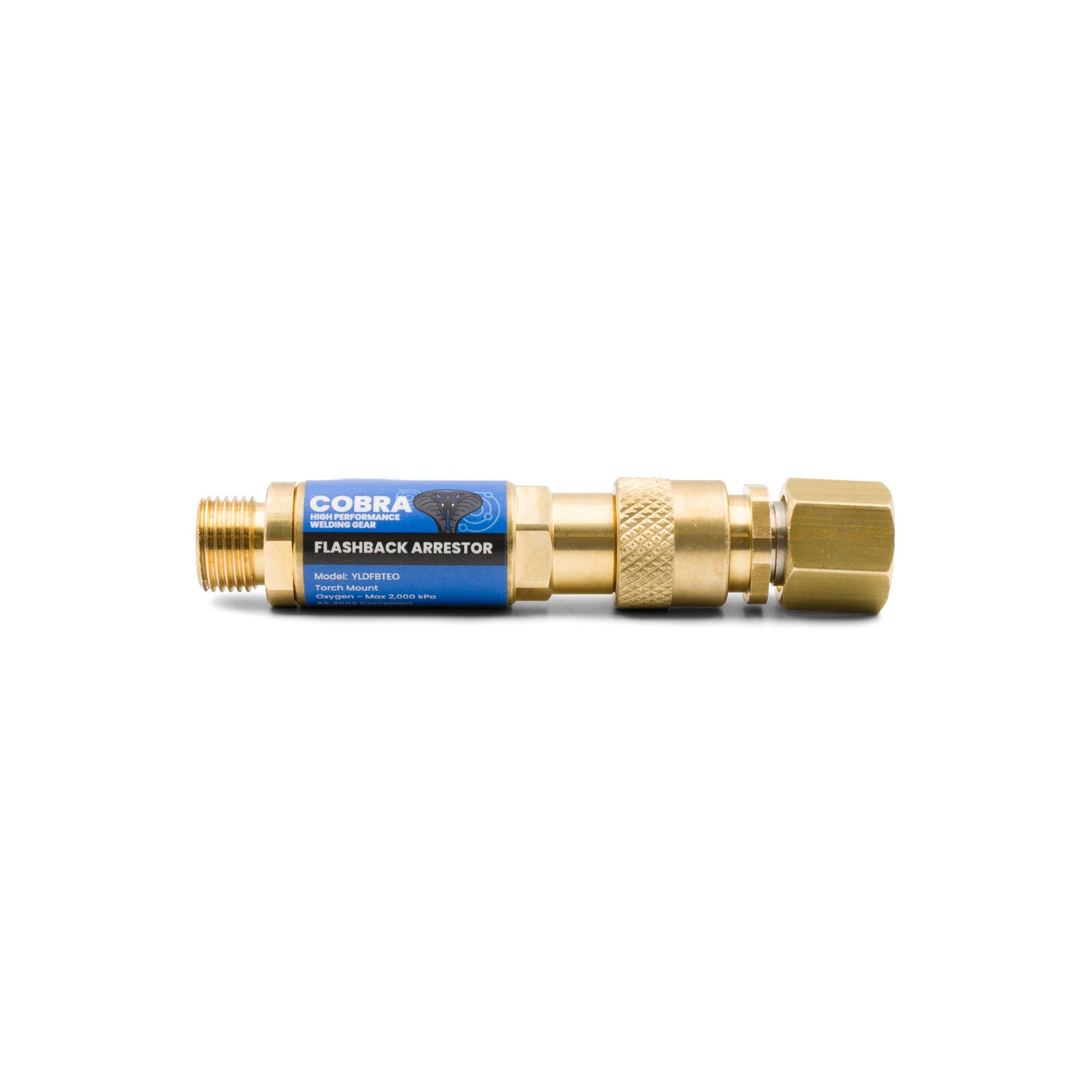 COBRA Oxygen Gas Flashback Arrestor - Quick Connect Coupler - Torch End