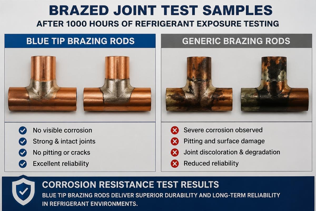 Brazed joint test samples after 1000 hours of refrigerant exposure testing